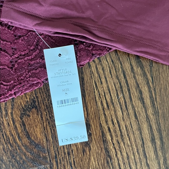 White House Black Market Burgundy Lace Long Sleeve Top Set - Picture 3 of 5